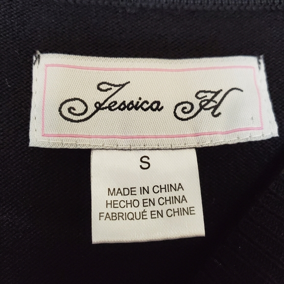 NWT JESSICA H BLACK KNIT DRESS PEARL CUFFS SZ S - Picture 4 of 8